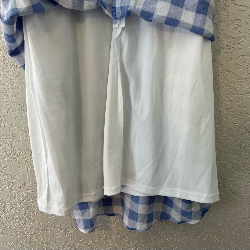 Danny and Nicole women’s blue gingham print flounce sleeve A-line dress, 12 - Picture 6 of 9